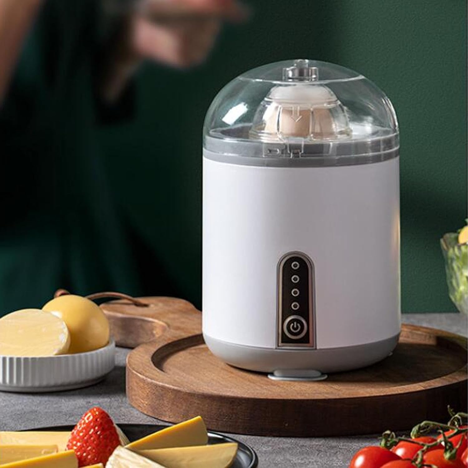 Centrifugal Electric Golden Egg Maker, 1200mAh Rechargeable Automatic Egg Yolk White Mixer, Transparent PC Lid, Anti Slip Base, for Balanced Nutrition (White)