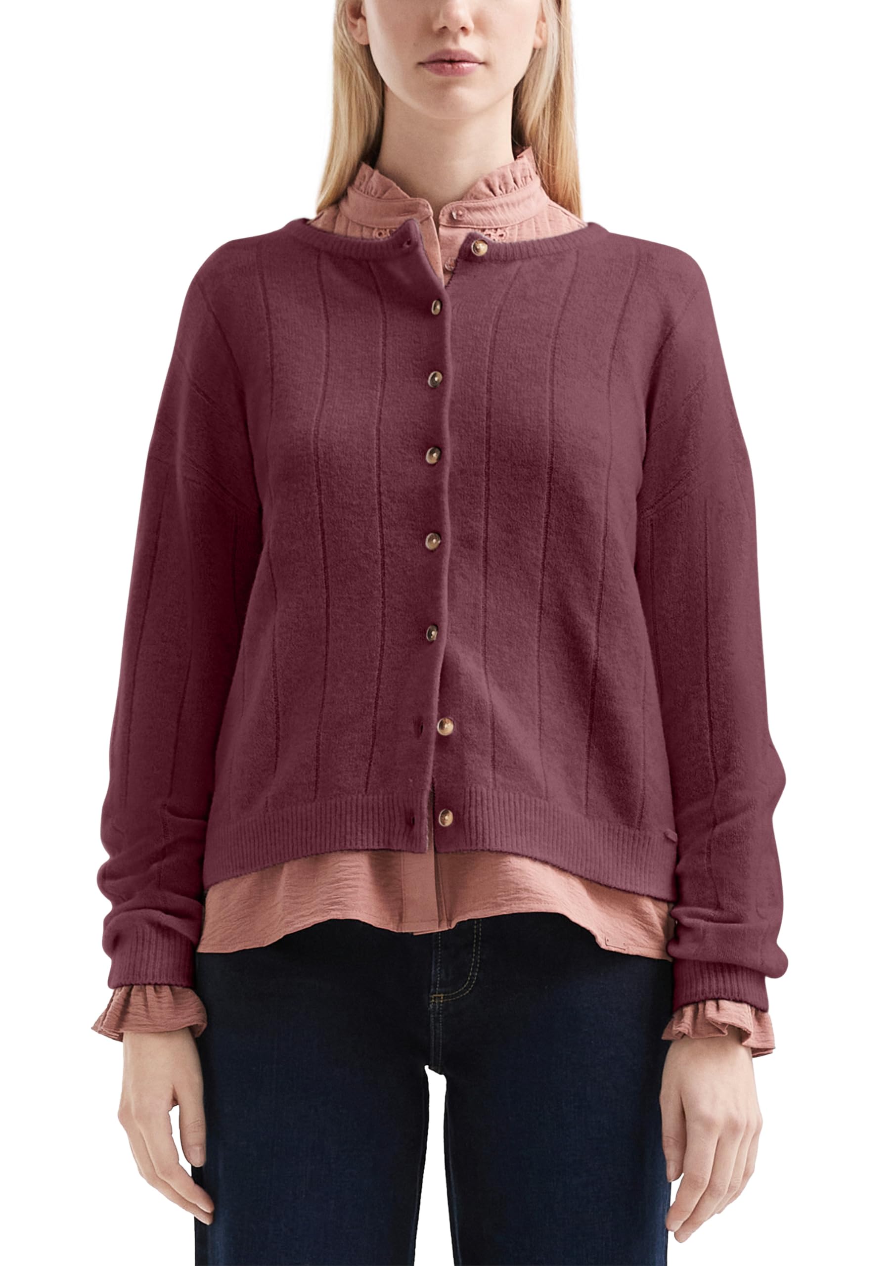 QS Weicher Cardigan mit überschnittenen Schultern