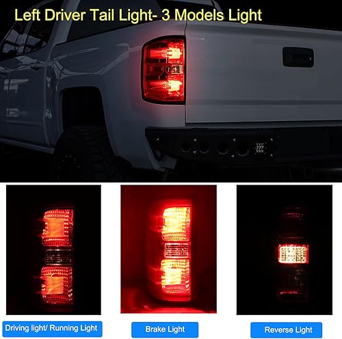 Miniatura 5 de MOCW Conjunto de luz trasera izquierda para el conductor compatible con Chevrolet Silverado 1500 2500 HD 3500HD 2014-2018, para GMC Sierra 3500 HD,
