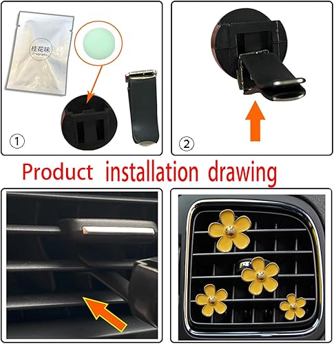 Miniatura 8 de Daisy Clips de ventilación de aire, 4 piezas de lindas flores clip de salida de aire acondicionado de automóvil, clip para ambientador de automóvil,