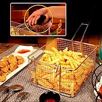 Vista 6 de Stainless Steel Deep Fry Basket for Frying Serving Food (Detachable Handle)