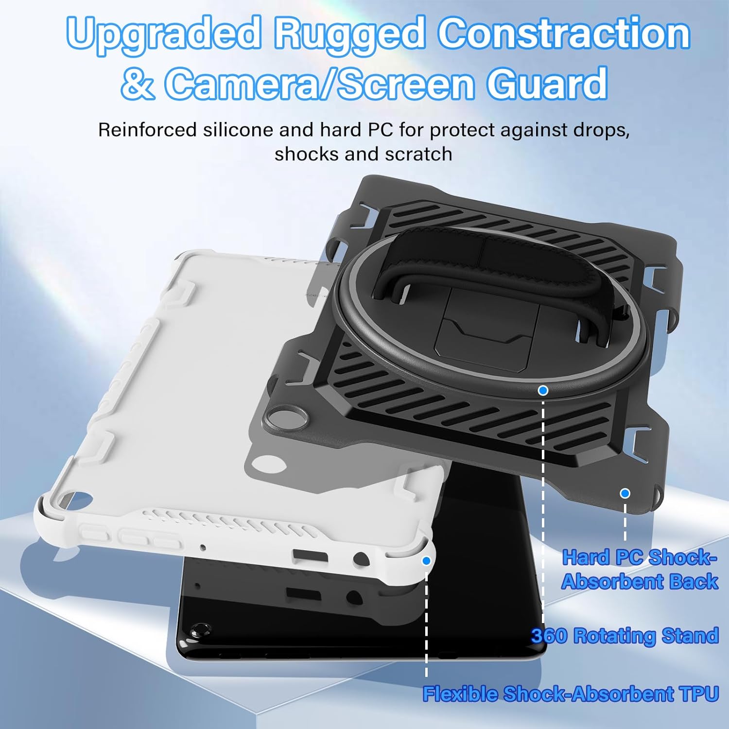 for Flre HD 10 & HD 10 Plus Tablet Case 13th Generation with 360 Rotating Kickstand Hand Strap, Kids Friendly