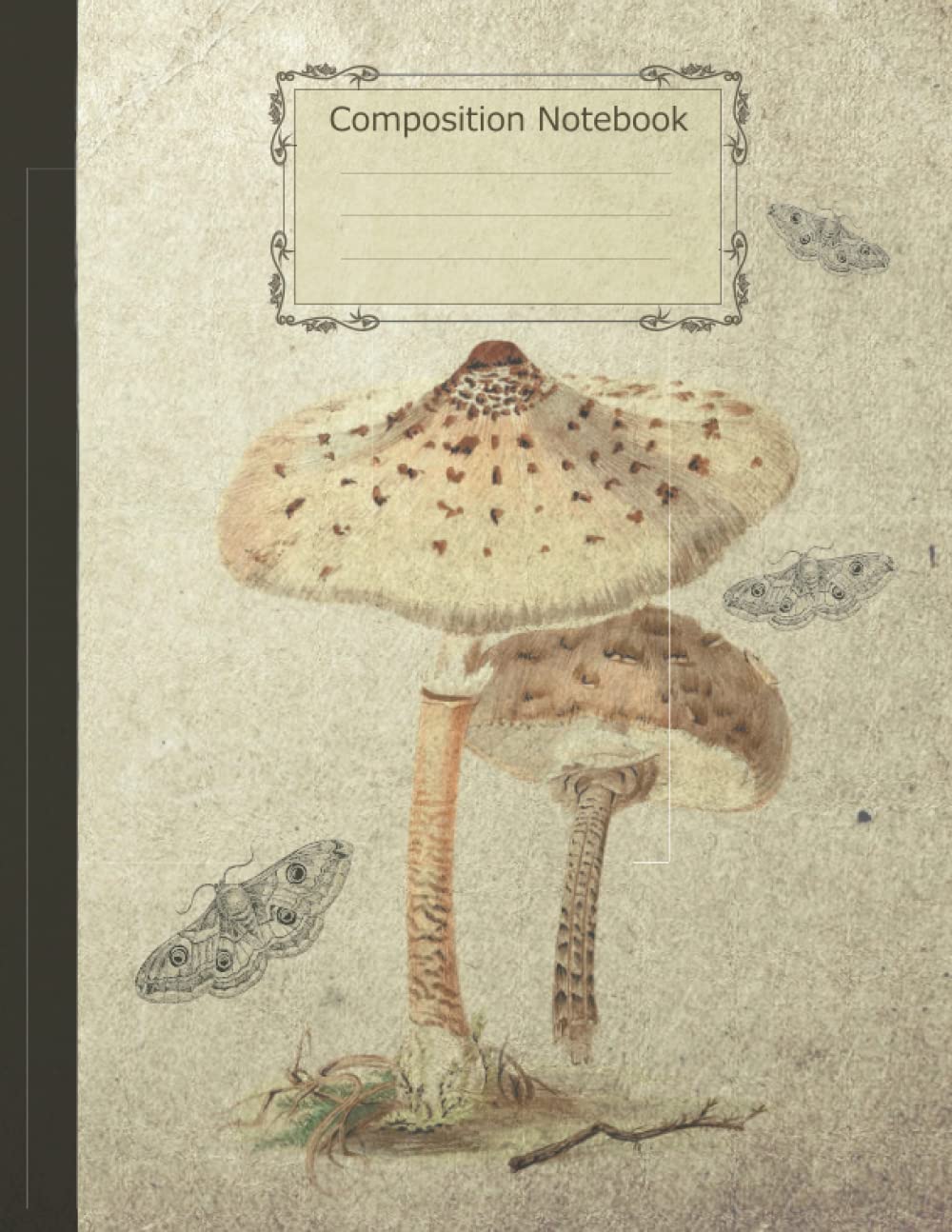 Composition Notebook Vintage Illustration: Cute College ruled wild Mushroom & Butterflies Illustrations. Perfect Gift for Plants, Fungi Foraging &