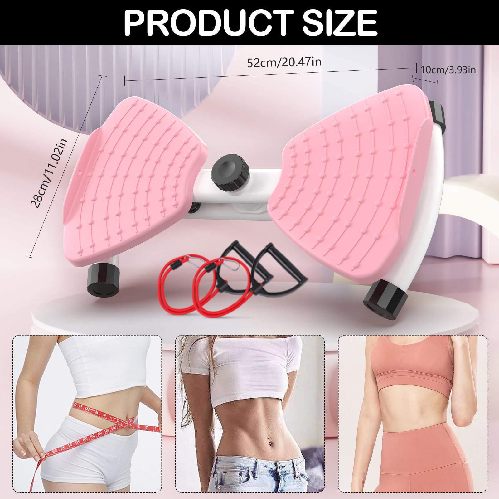 Waist Trainer, Waist Twisting Disc Board Bauchmuskeltraining Multifunction Bauchtrainer Fitness Pilates Board Twist Waist Disc mit Kordelzug für Frauen mit Widerstandsbänder Massage Fußsohle