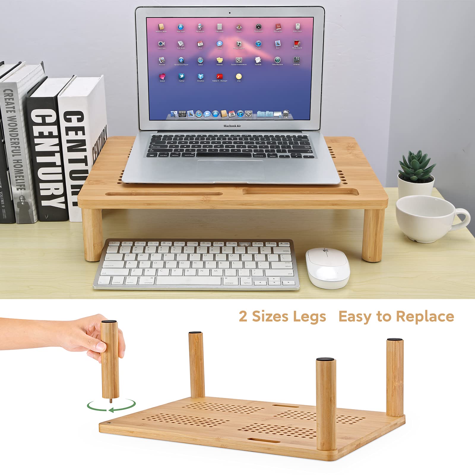 Monitor Stand Riser Nnewvante Bamboo 4use Adjustable Laptop Tray