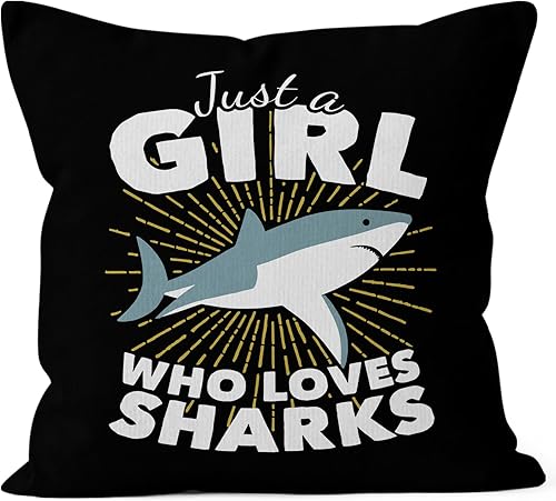 Miniatura 1 de HIWX Funda de almohada de tiburón, I Just Freaking Love Sharks Okay Shark Lover - Funda de almohada decorativa, decoración de habitación de tiburón,