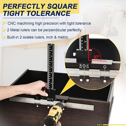 Miniatura 10 de Plantilla de manija de gabinete, plantilla de perforación de agujeros para instalación de tirones, perillasmanijas en la puerta y el cajón del