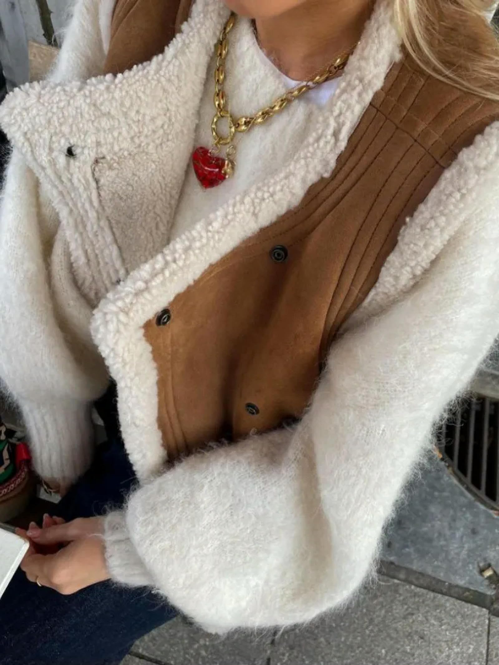 Gilet Sans Manches Femme – Fausse Fourrure Et Simili Cuir, Style Rétro élégant, Pour Un Look Décontracté Chic