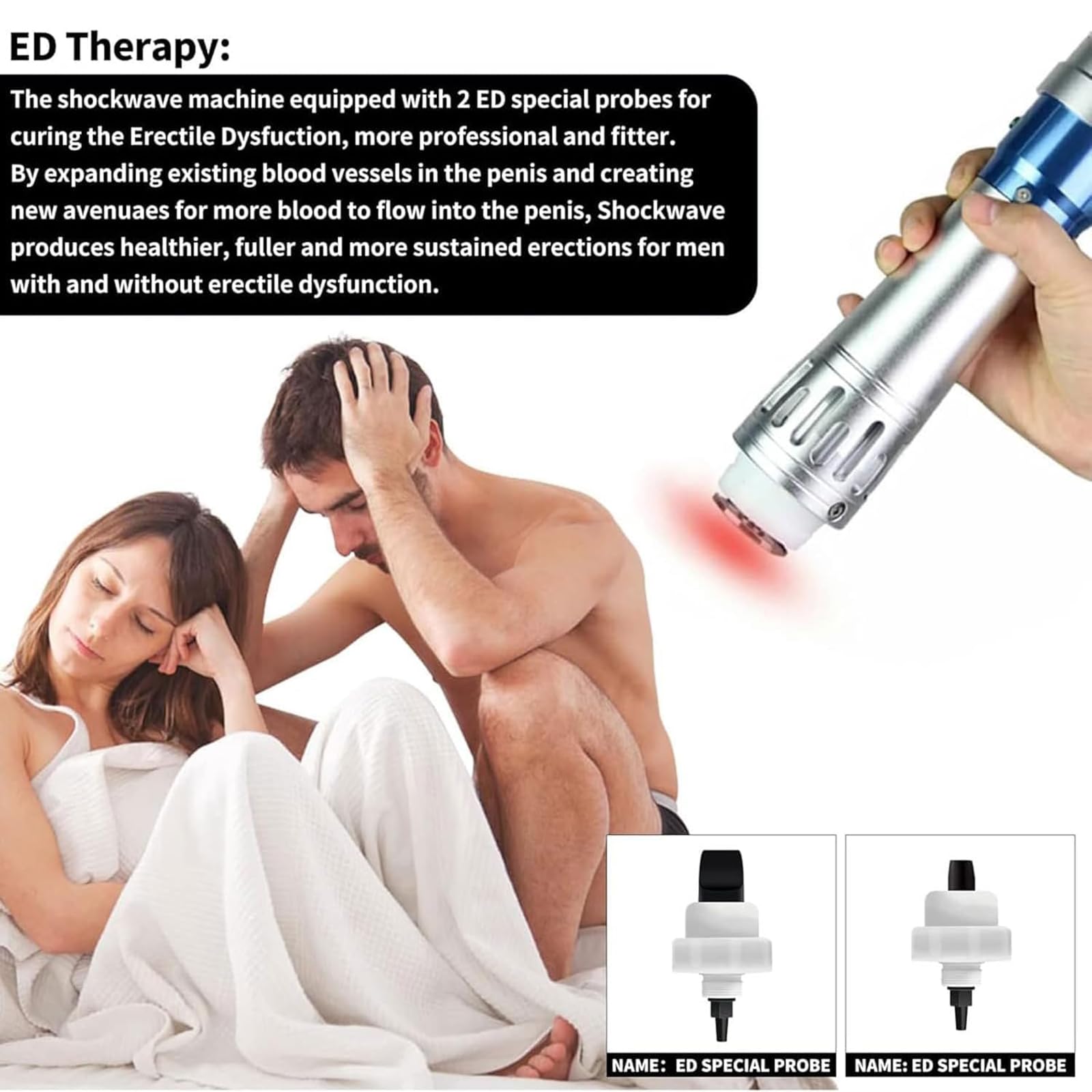 Terapia Ad Onde D'urto Focalizzate Extracorporee, Macchina Ad Onde D'urto Per La Disfunzione Erettile Con 7sonde, Energia Regolabile Da 60 a 200 MJ, Massaggiatore Muscolare Profondo,non Invasivo