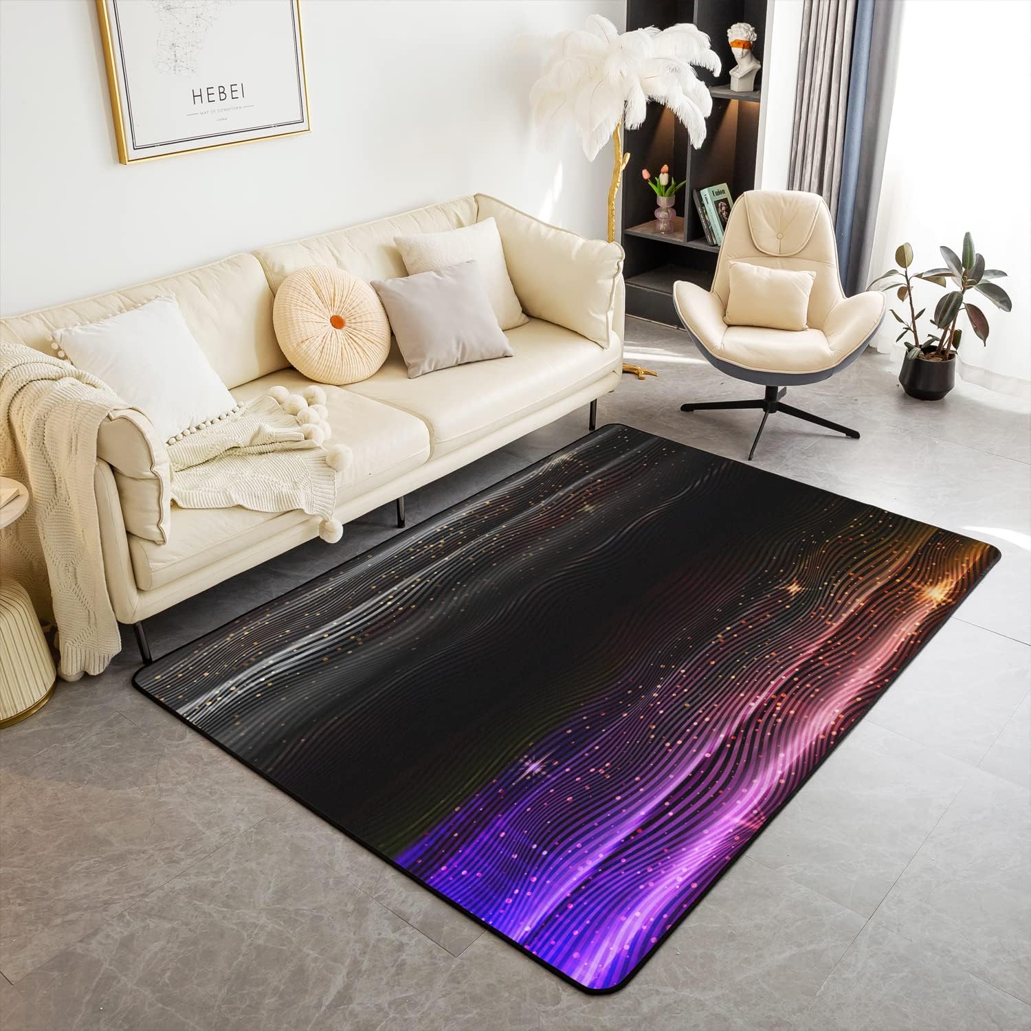 Ombre Rainbow Area Rug for Living Room Bedroom, Boho Colorful Striped Rugs for Boys Girls Women Men, Geometric Stripes Carpet, Modern Fashion Tie Dye Gradient Indoor Floor Mat Non Shedding, 3x5