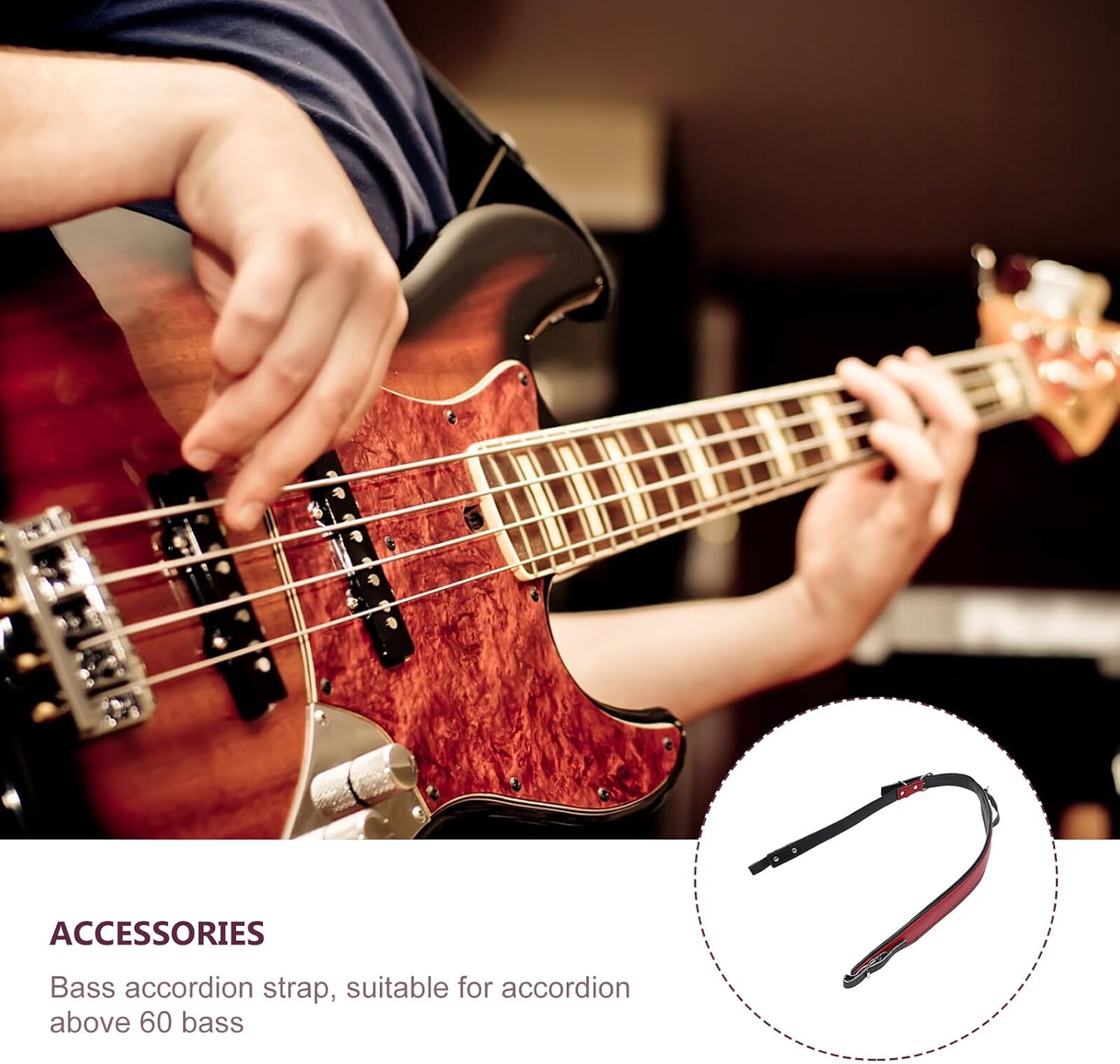 Adjustable Red Pu Accordion Strap Bass Shoulder Harness for 60-120 Accordion with Comfortable Dual Shoulder Design, Practical Instrument Strap Accessories for Musicians