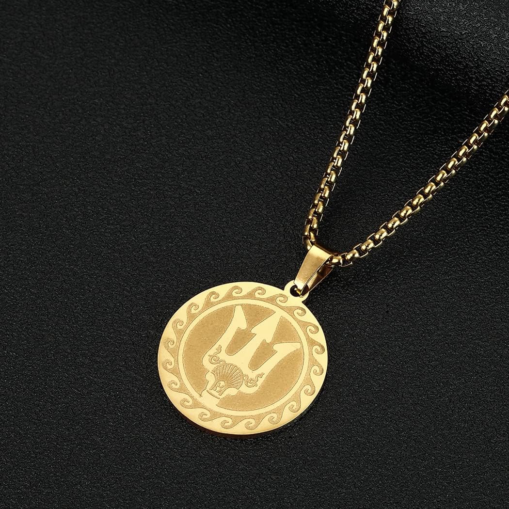 Poseidon Greek God Of The Sea Stainless Steel Necklace For Men Women Trident Talisman Pendant Necklace Jewelry - Image 3