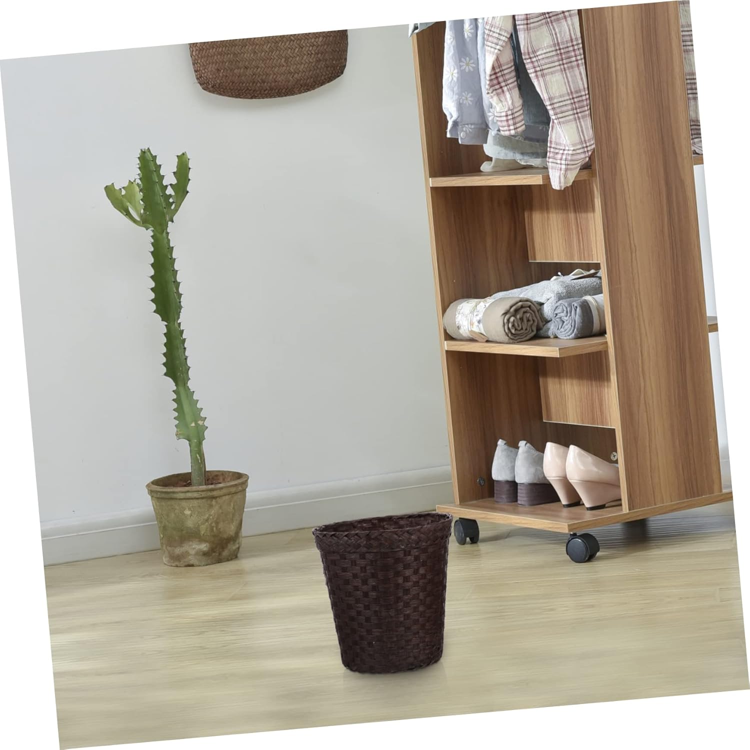 Woven Storage Bin Simple Multi-Purpose Basket for Home Office and Kitchen Capacity Paper Container Decorative Trash Can Coffee