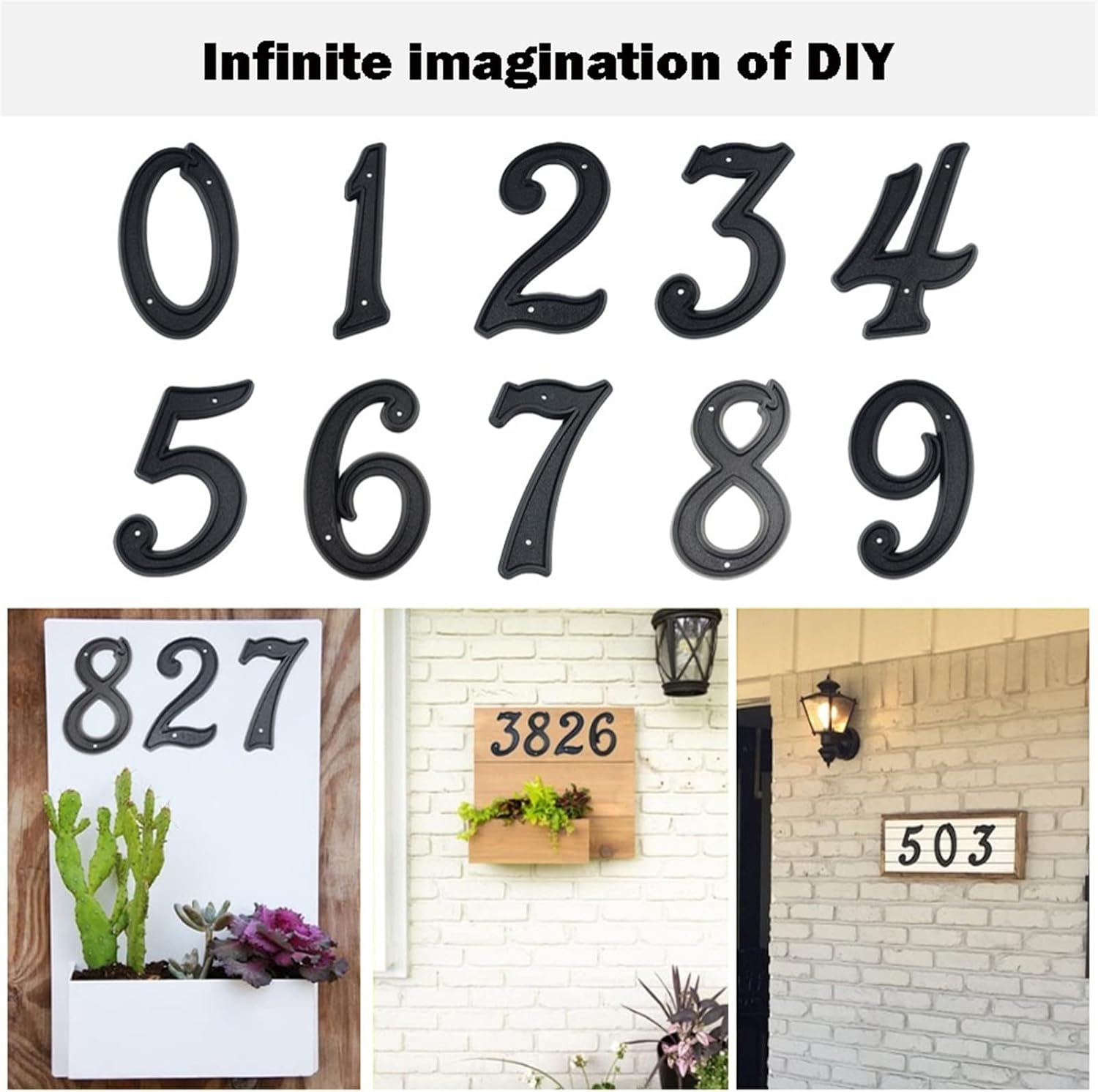 BREAKA 3D Digital House Number, 5.5 Inch Home Address Mailbox Number, DIY Cafe Wall Garden Decor House Number