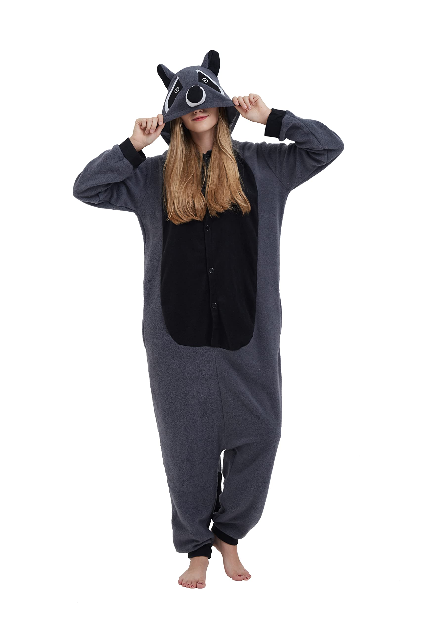 SimZoo Pigiama Intero con Animali per Adulti, Costume Cosplay di Procione Indumenti da Notte per Uomo Donna, Abbigliamento da Casa Unisex Intero