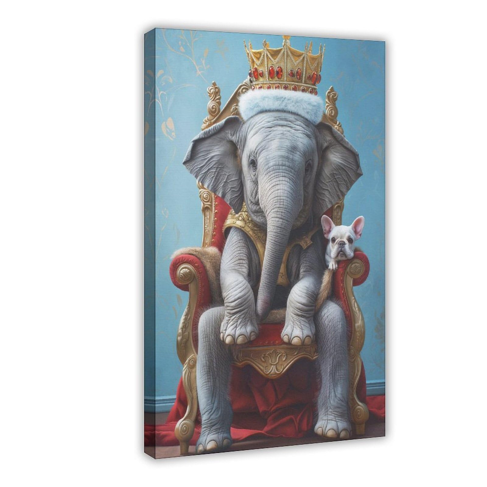 Bareronor The Elephant on The Throne Canvas Poster Bedroom Decor Landscape Office Room Decor Gift 24" L X 36" W