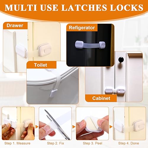 Miniatura 4 de Qunclay El kit de 88 piezas a prueba de bebés incluye 20 cerraduras blancas de seguridad para niños, 20 cierres de seguridad ajustables, 20
