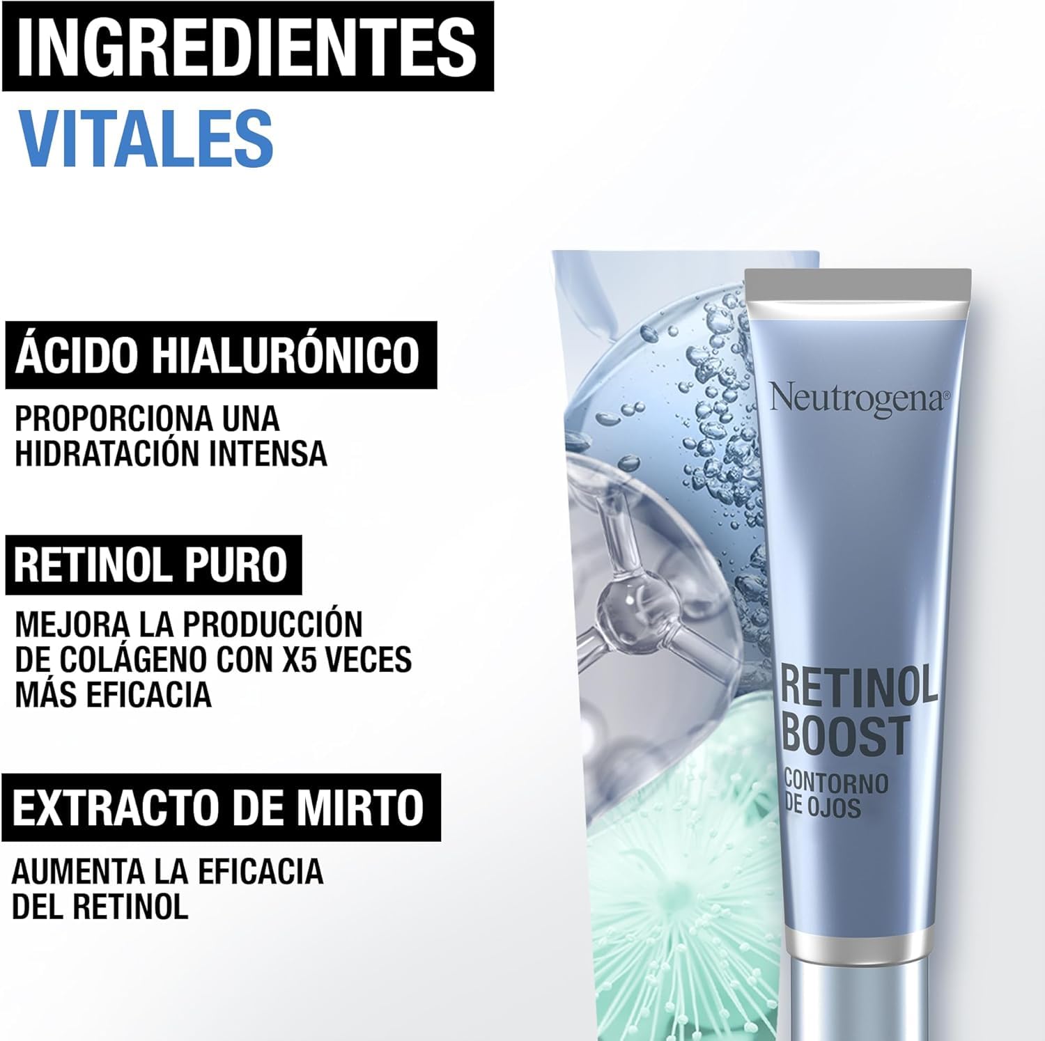 Neutrogena Retinol Boost Rutina Antiedad con retinol puro para la cara, incluye Crema antiedad (50ml), Contorno de ojos (15ml) y Sérum intenso (30ml), para una piel más joven y sin arrugas