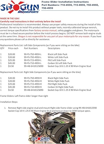 Miniatura 3 de Shogun Kawasaki ZX10 ZX10R ZX10RR 2016 2017 2018 2019 2020 2021 2022 2023 Negro Kit completo deslizante sin corte incluye deslizadores de marco sin