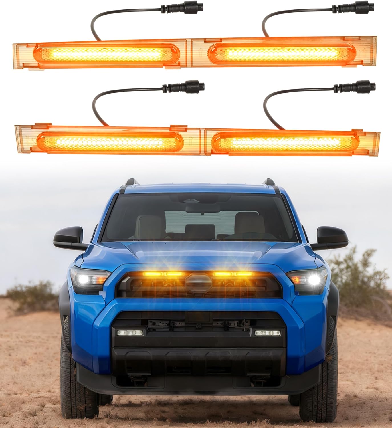 LED Grill Lights for 2025 2026 Toyota 4Runner Raptor Lights Front Grille Light Bar Head Lamp 4 Runner Accessories 6th Gen (Amber, SR5 Only)