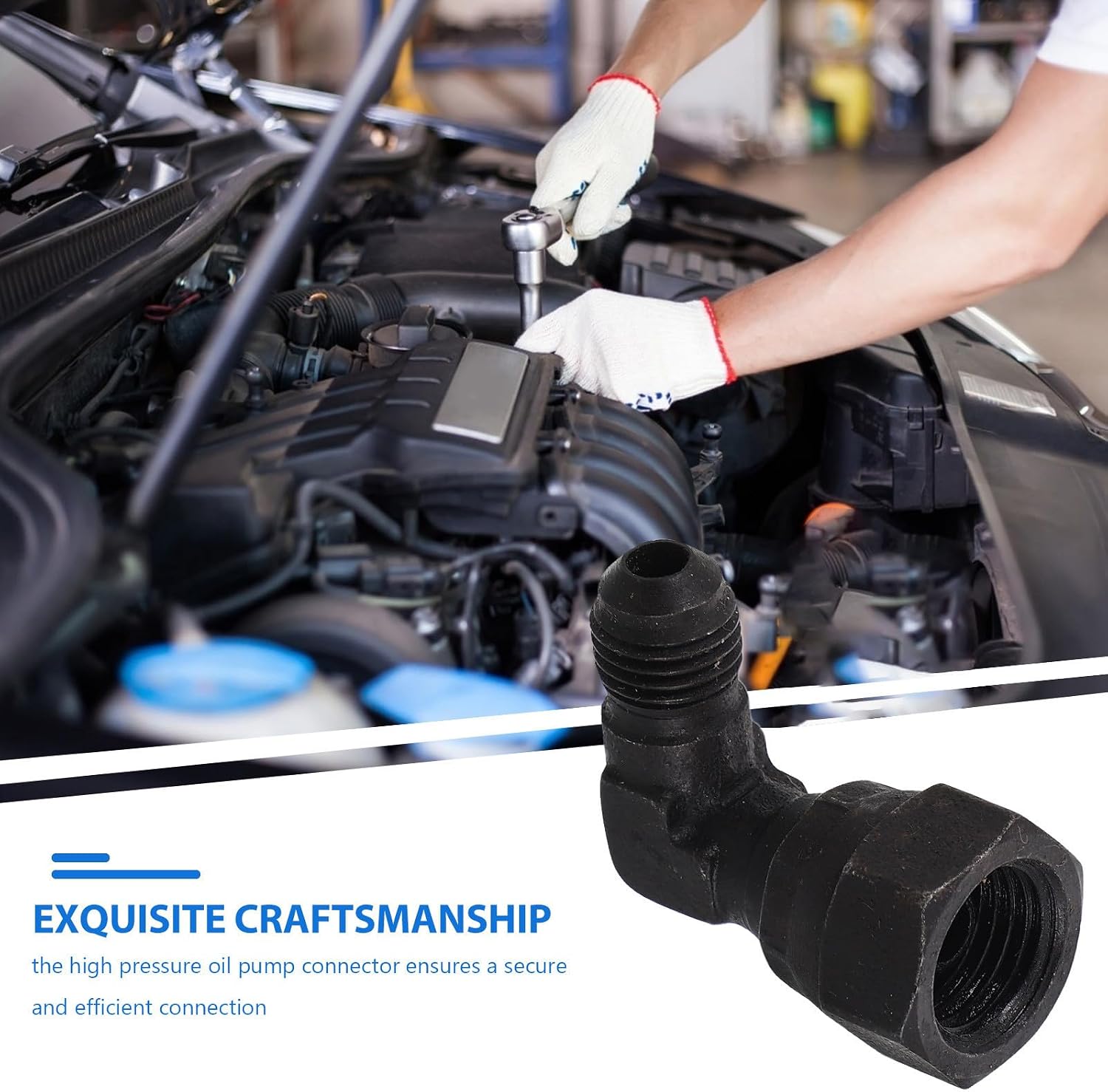 STOBAZA High Pressure Fuel Injection Nozzle Connector for Automotive Modification Black High Carbon Steel Material with Increased Power for Fuel Pump Replacement and Brake Fluid Exchange