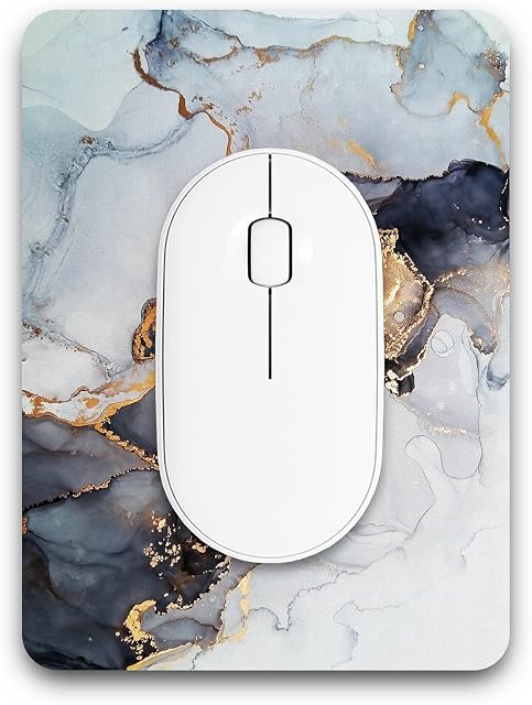 Atufsuat Small Mouse Pad, Mini Mouse Pad 6 x 8 Inch, Thick Rubber Waterproof Mouse Mat, Cute Mousepad for Women Men Kids Wireless Mouse Mini Laptops Keyboard Tray Home Office Travel, Gray Black Marble