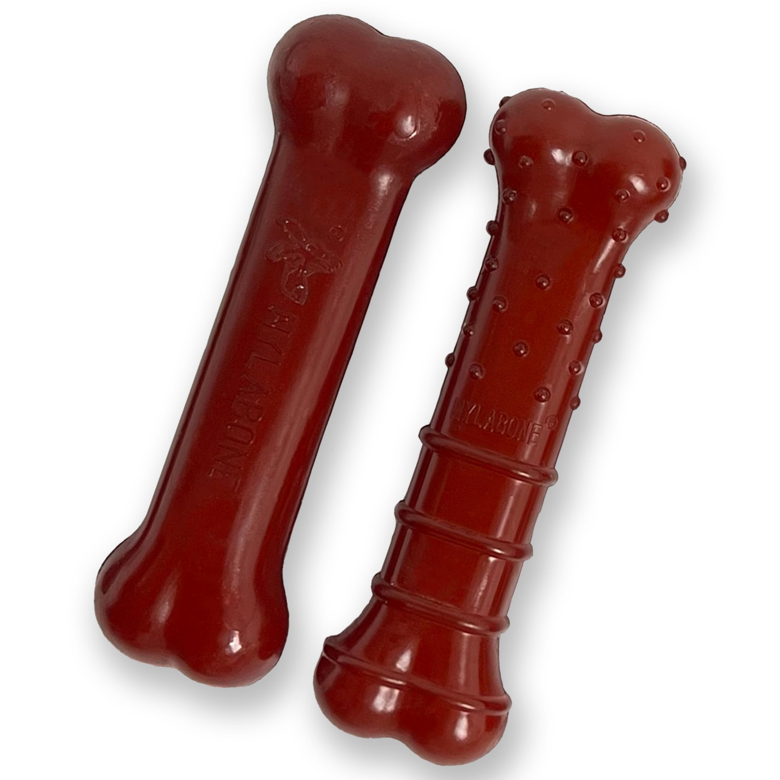 Nylabone Original & Textured Bone Power Chew Toy for Dogs, Durable & Tough Dog Toys for Aggressive Chewers, Basted Blast Bacon and Steak Flavor, Small Dogs - Up to 25 lbs, 2 Pack