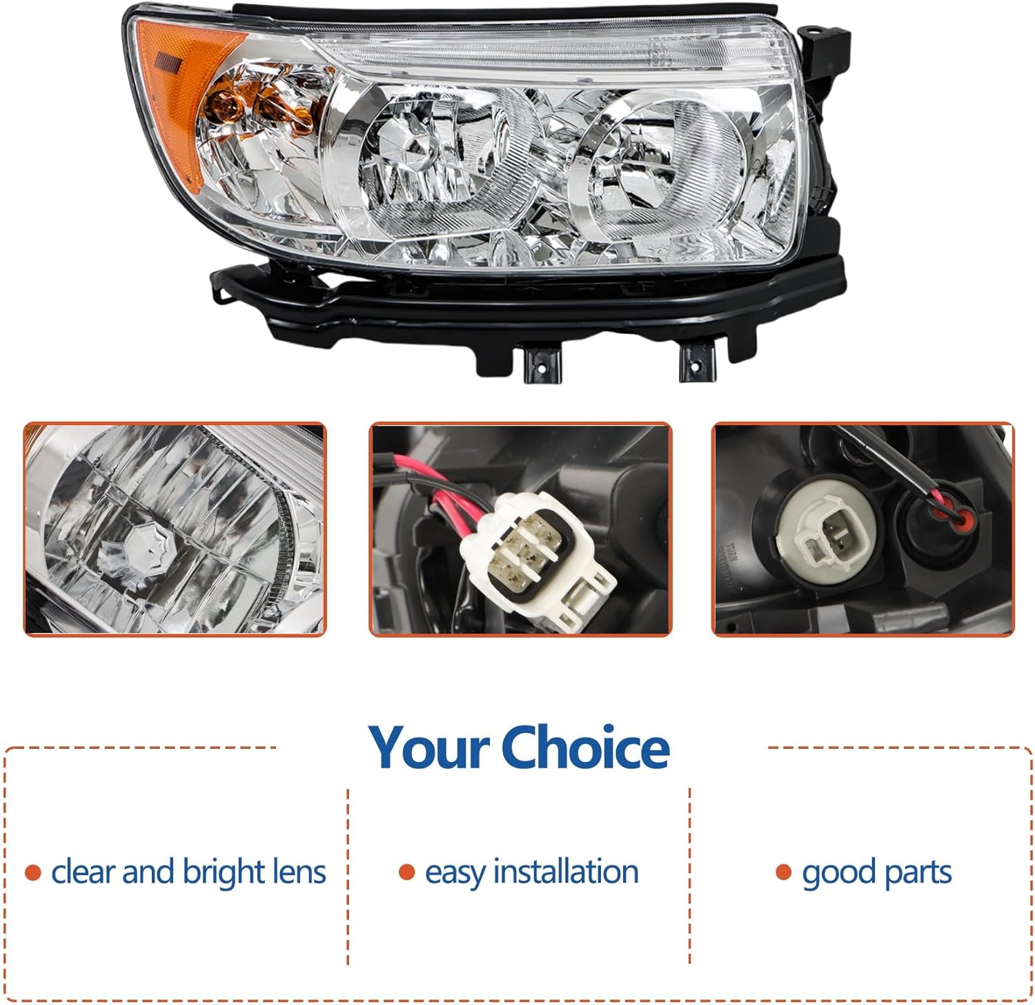 labwork 1PC Front Headlight Assembly Replacement for Subaru Forester 2006-2008 Headlights Set Passenger Side 84001SA461