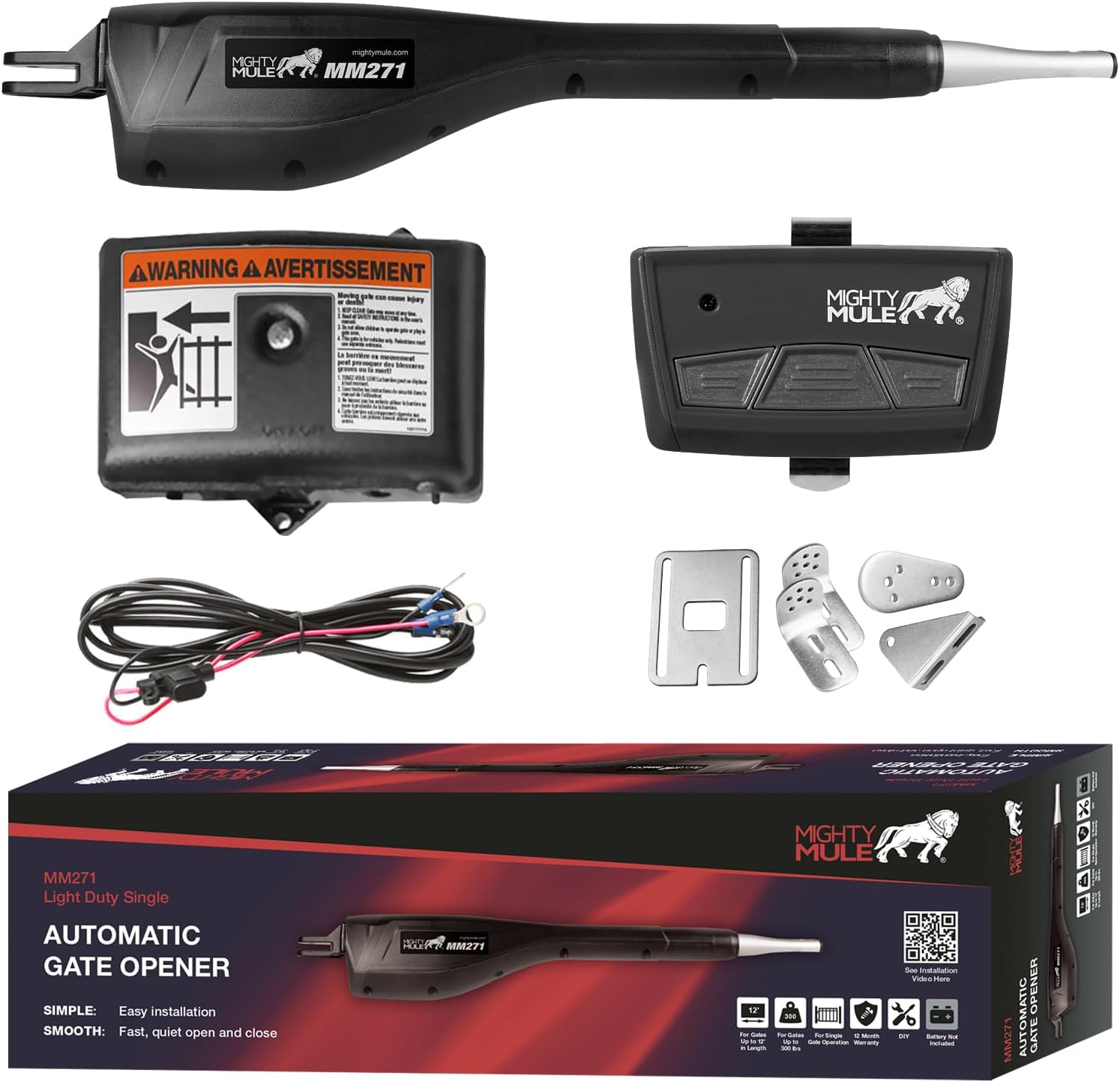 Mighty Mule MM271 Automatic Gate Opener, Single, Black