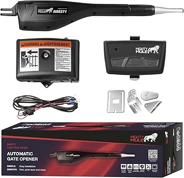 Mighty Mule MM271 Automatic Gate Opener, Solar Ready, with Gate Opener Remote and More-Up to 12ft Long or 300lb, Black, 1 Gate Opener Kit