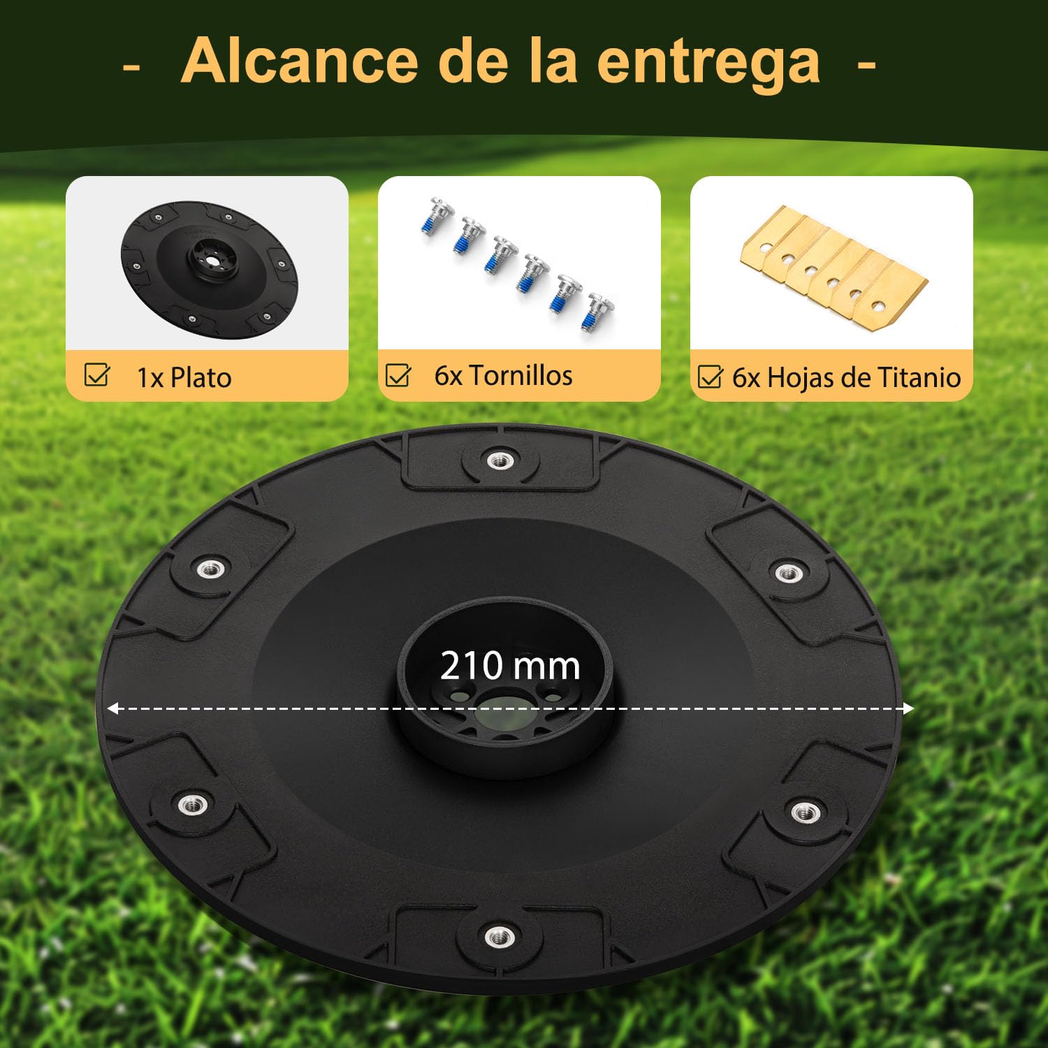 Placa de cuchillas + 6 cuchillas de repuesto compatibles con Husqvarna Automower 420, 430x, 440, 520, 550, serie 400 ANTIGUA hasta el año modelo 2019, disco de cuchillas para robot cortacésped