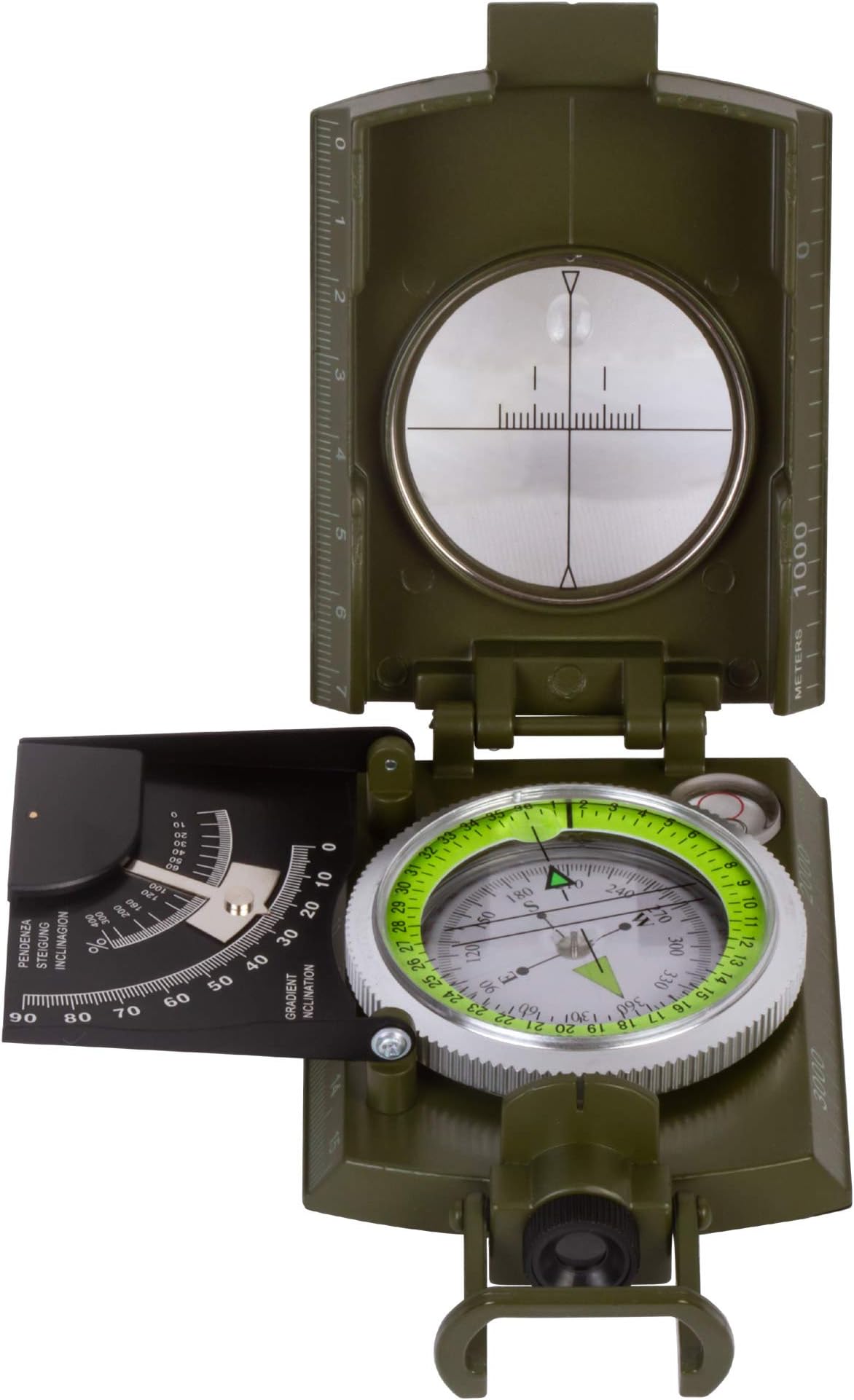 Levenhuk Army AC20 Tactical Liquid Compass with Sighting Slot, Clinometer, Map Scales, Bubble Level, Strap and Carrying Bag