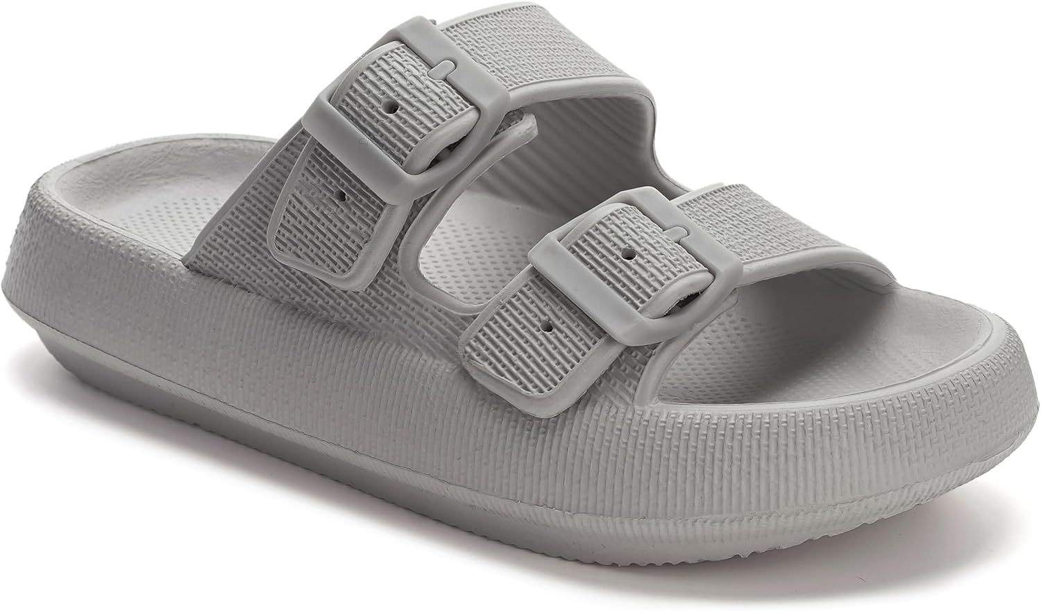 WHITIN Slides for Women Men Double Buckle Adjustable Thick Sole Pillow Slippers Bathroom Sandals