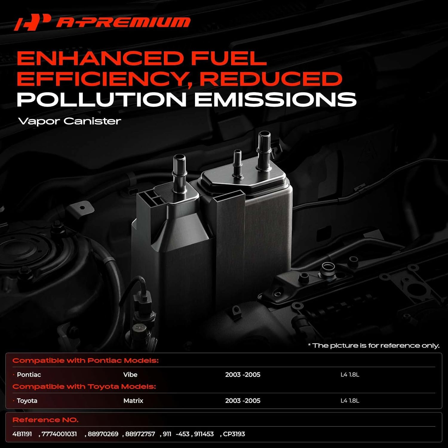 A-Premium Vapor Canister Compatible with Toyota Matrix & Pontiac Vibe, 2003 2004 2005, 1.8L, Only for AWD Models