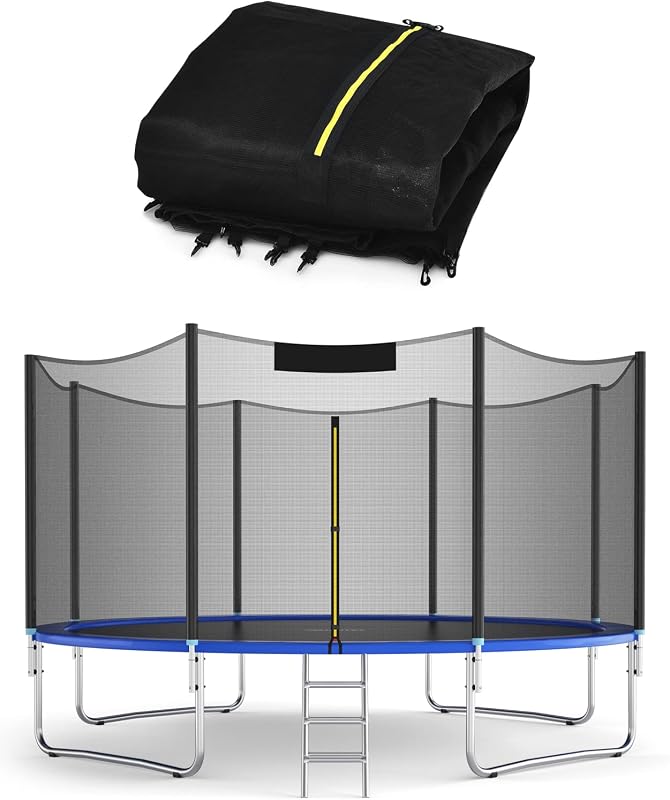 GOPLUS Indoor/Outdoor Trampoline Net 6/8 Pole Trampoline Net UV Resistant Double Zip Black