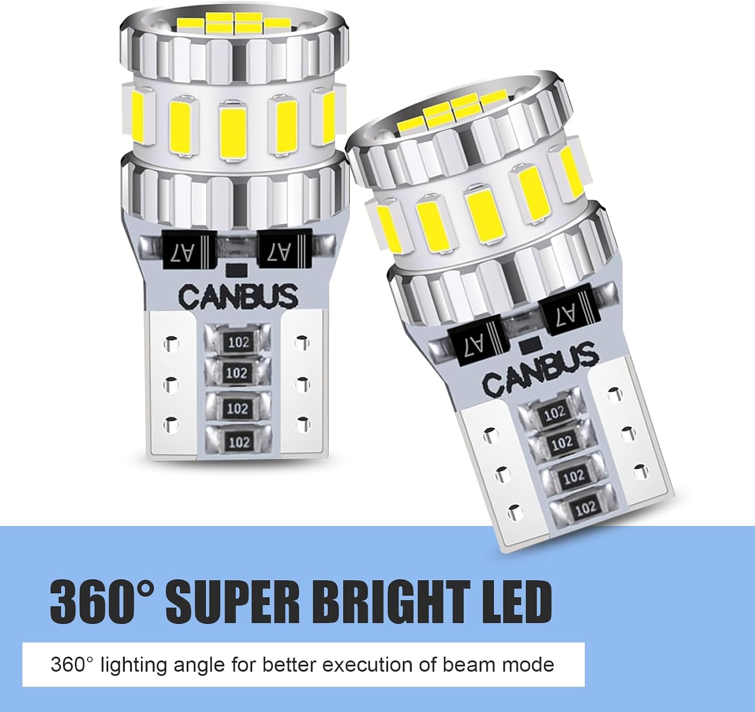 2 PCS T10 194 LED Bulbs, Super Bright 18SMD W5W LED Bulb, CANBUS Error Free for Car Exterior & Interior Lighting, License Plate Light, Dome Light, Map Reading Light (White) image 5