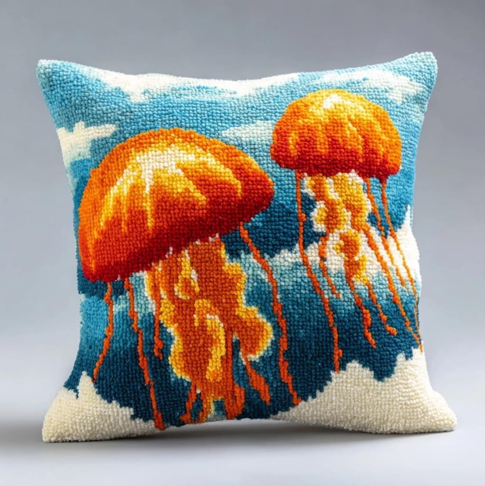 AxiangziK Latch Hook Pillow Kits with Yarn,Cartoon Jellyfish