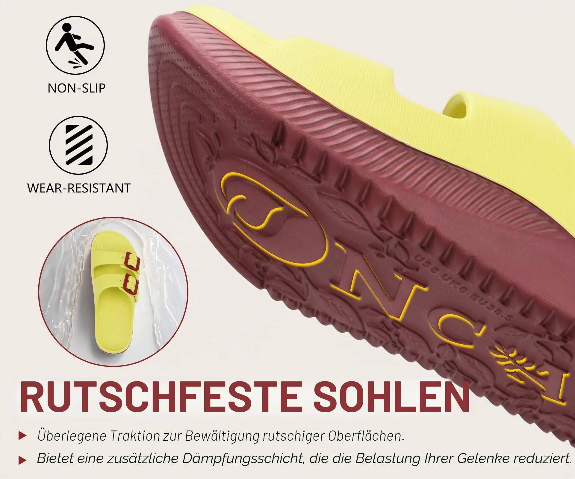 ONCAI Damen Sandalen Pantoletten mit Verstellbarem Riemenverschluss Outdoor Sport Athletic Slides Offenen Zehen und Dicker Polsterung mit Athletischen Komfortablen Gummisohlen Größe EU36-42