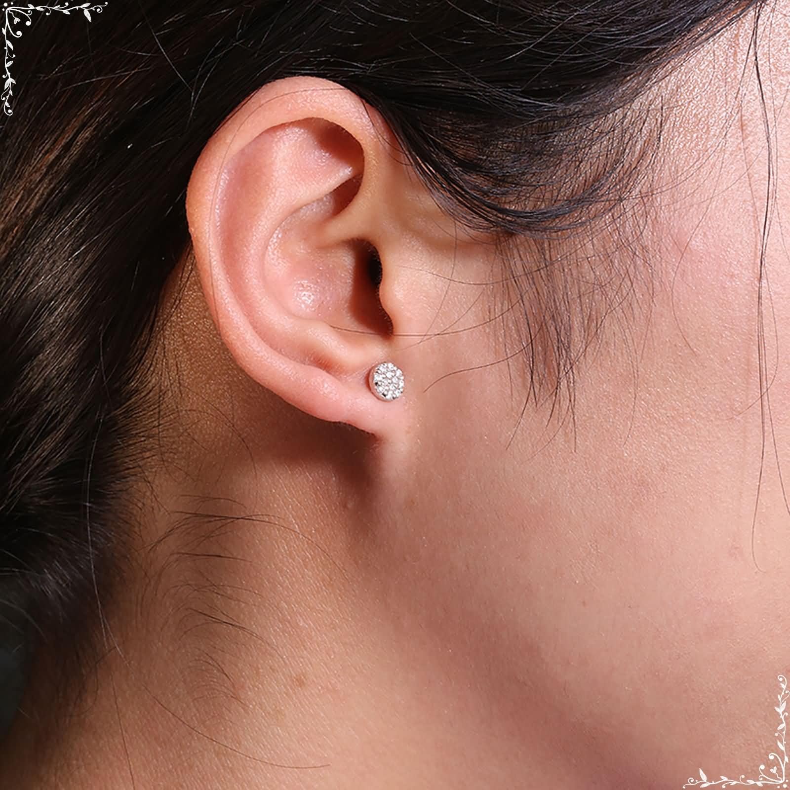 Weißgold 375/585 / 750 Ohrringe Damen, Rund mit Moissanit, Schmuck Silber Frauen Ohrringe