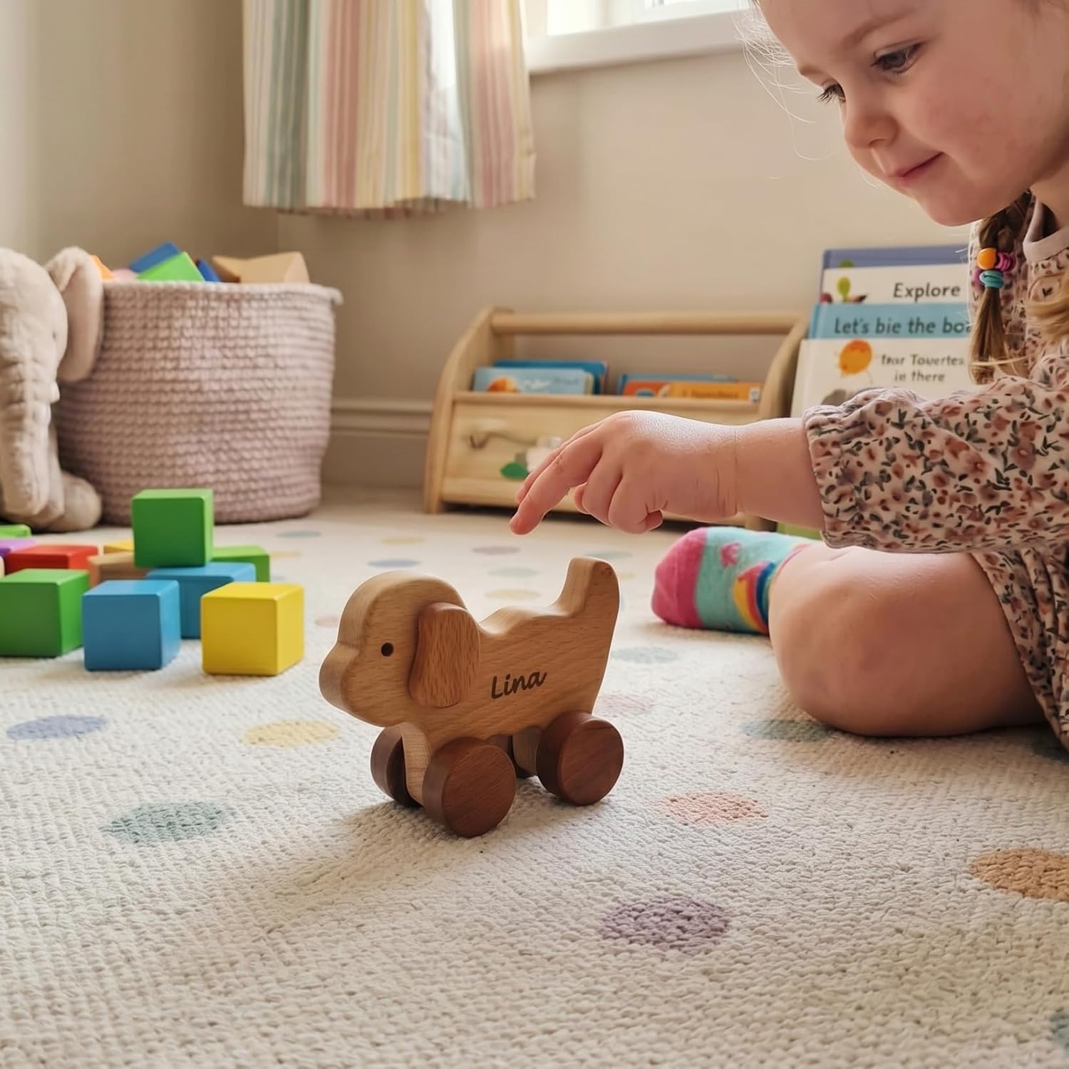 Wooden Toy Puppy Car - Personalised Toys Baby Push Car - Wooden Dog Toys - Wood Toy Dog On Wheels for Infant Boys - Pull Puppy Toy for Toddler - Push Car for Baby - Handmade Infant Toys Dog