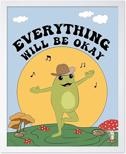 Miniatura 43 de Poster Master Póster con texto en inglés «You Are Exactly Where You Need To Be», impresión retro de rana, arte musical, arte de hongos, arte de cita