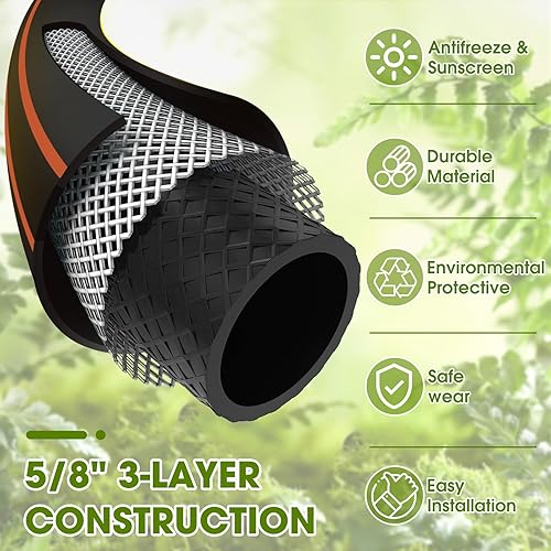 Miniatura 7 de Manguera de jardín resistente, manguera híbrida flexible y ligera de 58 pulgadas con presión de estallido de 600 PSI, mango giratorio, manguera de
