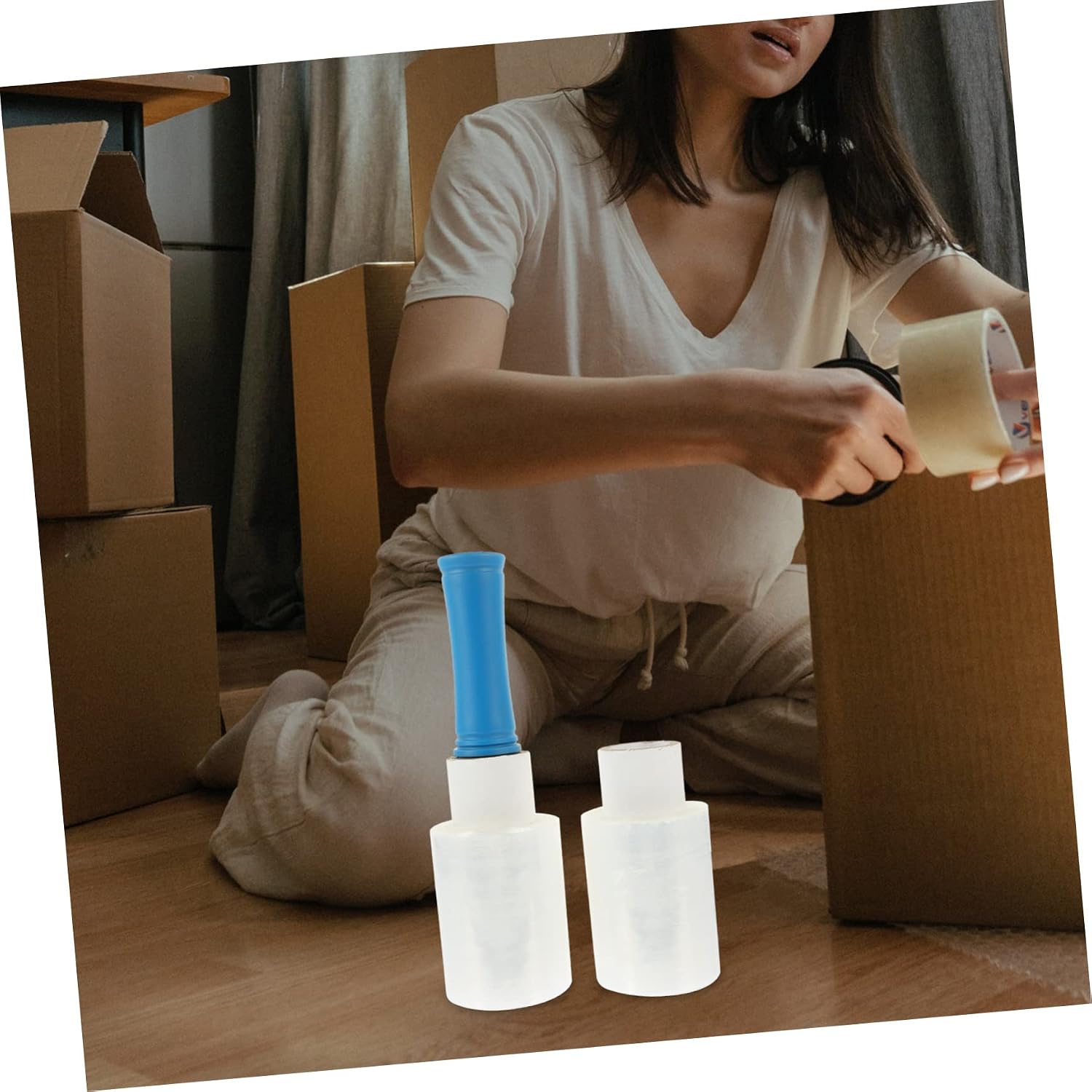 NUOBESTY Stretch Wrap Film Handle Industrial Shrink Film for Packing Heavy Duty Adhesive Packaging 1 Set