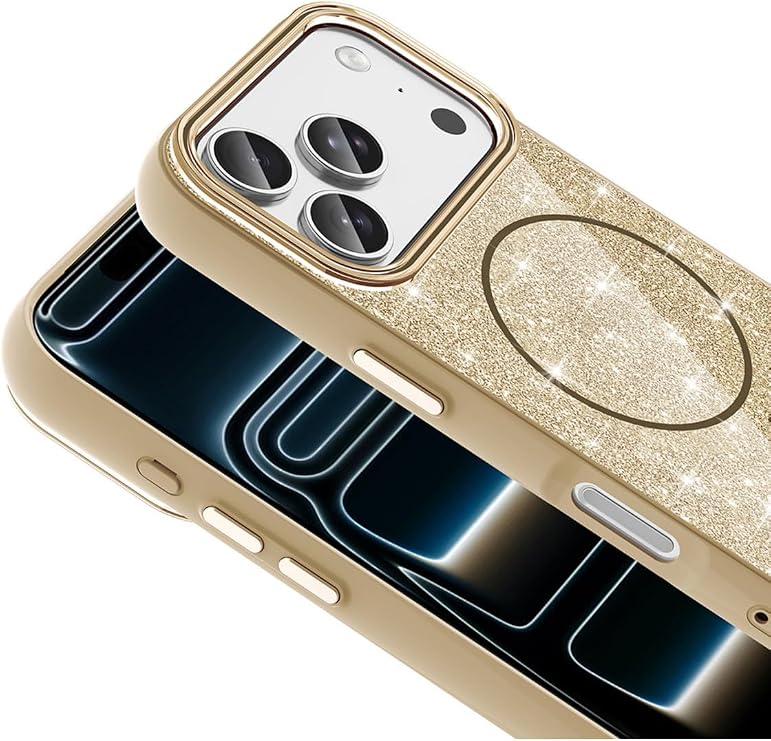 CONSTRAIN Apple iPhone 18 Pro ve iPhone 17 Pro İçin Kamera Korumalı Simli Parlak Yüzeyli MagSafe İle Uyumlu Telefon Kılıfı Arka Kapak - Altın