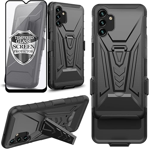 Ailiber Funda para Samsung Galaxy A04S, Galaxy A13 5G con protector de pantalla, clip giratorio para cinturón con soporte, cuerpo completo
