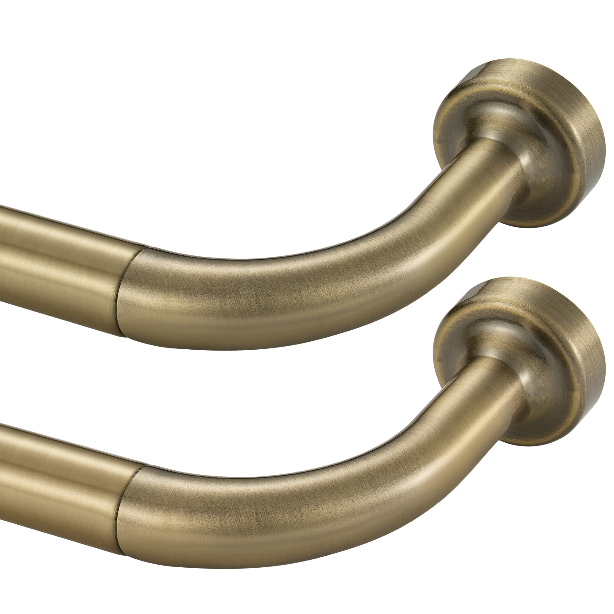 Lwiiom 2 Pack Wrap Around Curtain Rod for Windows 28-56", Internal Splicing 1 Inch Diameter Disc, Adjustable Room Darkening Curtain Rod with Aluminum Finials and Brackets, Antique Bronze โ image 1