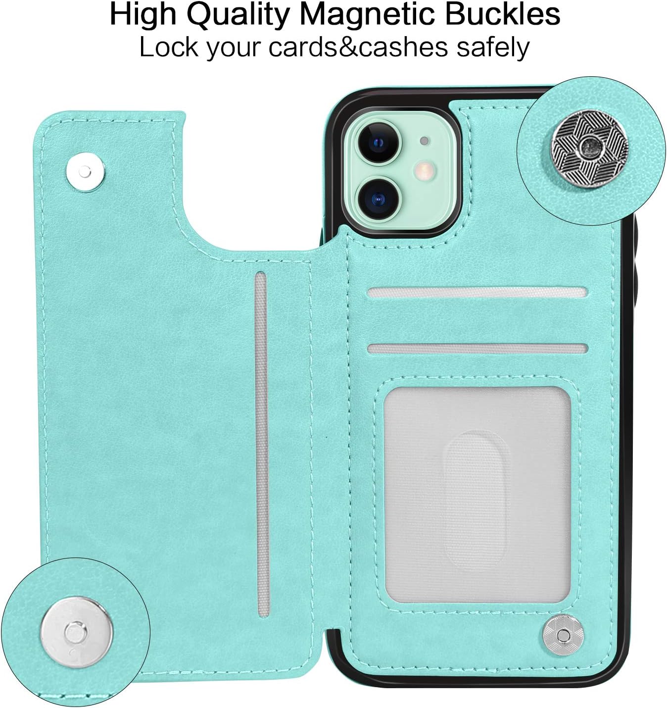 BENTOBEN iPhone 11 Case, Wallet with Card Holder PU Leather Heavy Duty Rugged Protective Cases with Card Slots Shockproof Flip Folio Phone Case Cover for iPhone 11 6.1 Inch 2019 -Green