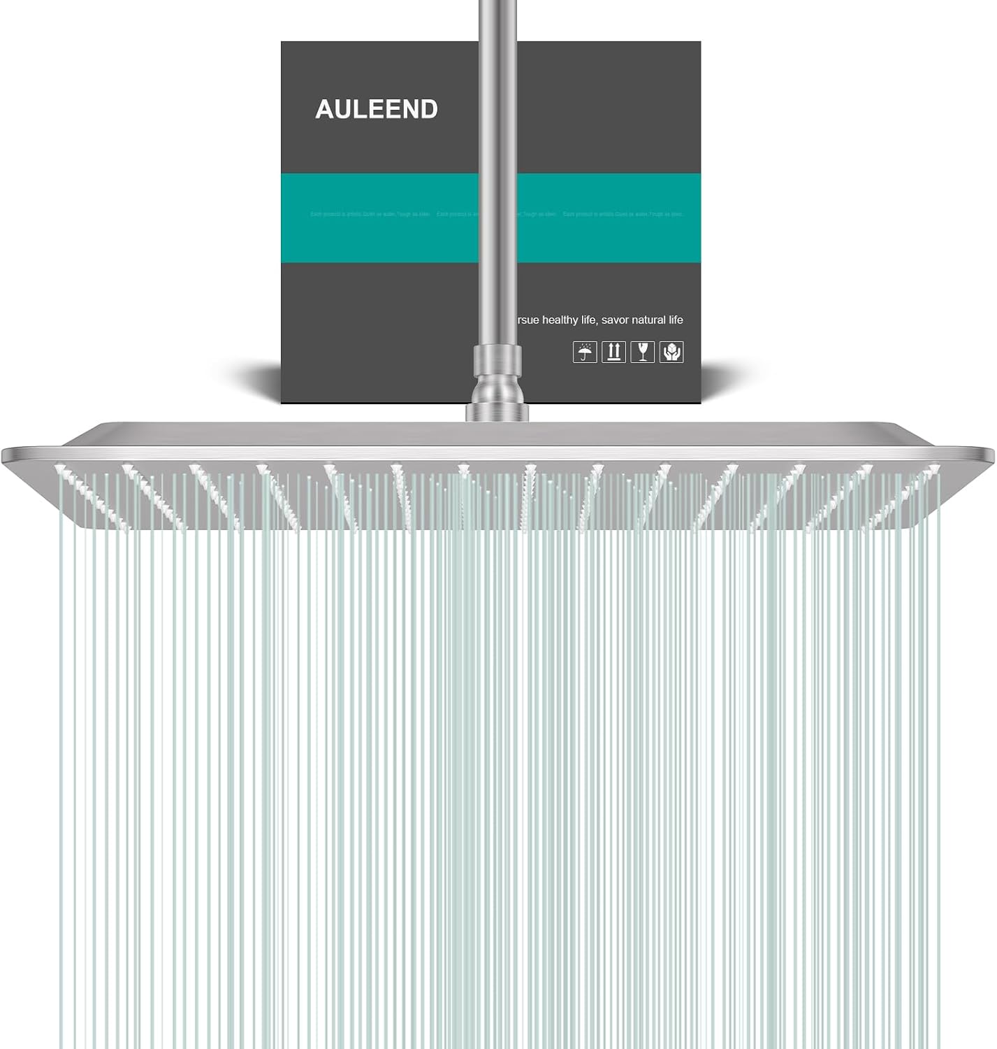 Square Rain Shower Head, High Flow Stainless Steel,Work with any decorative style，All Metal Rainfall Shower Head (Brushed Nickel, 16)