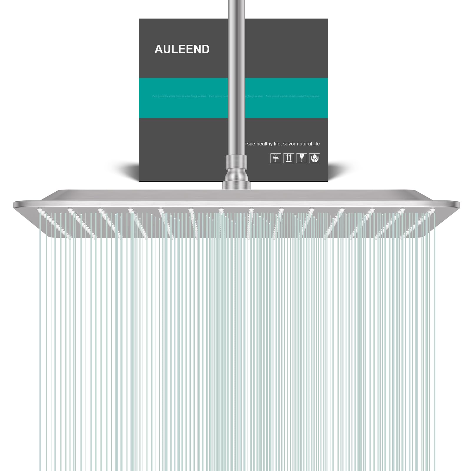 AULEEND Square Rain Shower Head, High Flow Stainless Steel,Work with Any Decorative Style，All Metal Rainfall Shower Head (Brushed Nickel, 16)
