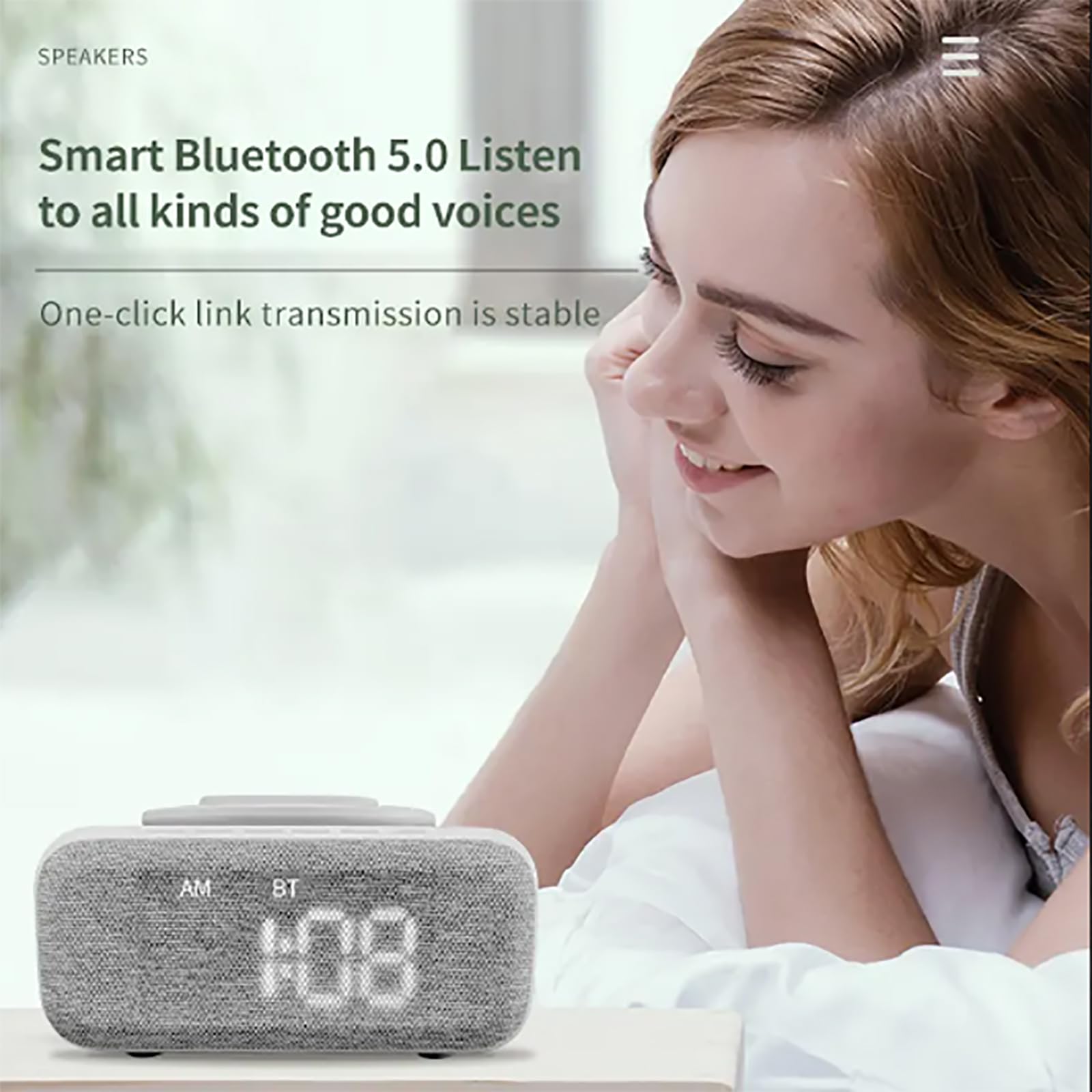 Radio-réveil, Haut-parleur Bluetooth Avec Réveil Numérique 10 W, Radio-réveil FM, Affichage LED Miroir, Support De Téléphone Portable Réglable Et Facile À Utiliser, Pour Chambre, Maison, Adaptateur